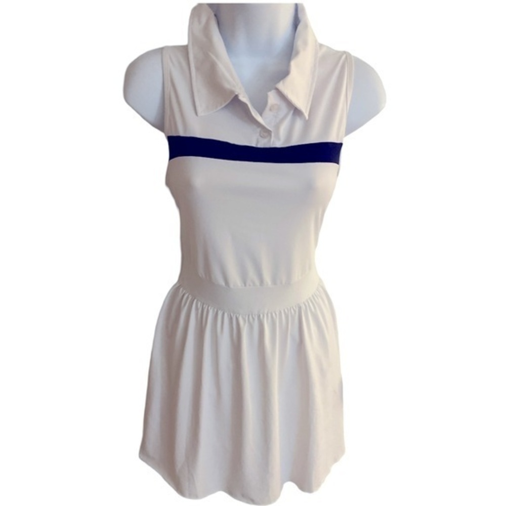 SHEIN Tennis Dress - 6 white black , polyester spandex.  Bike short underneath